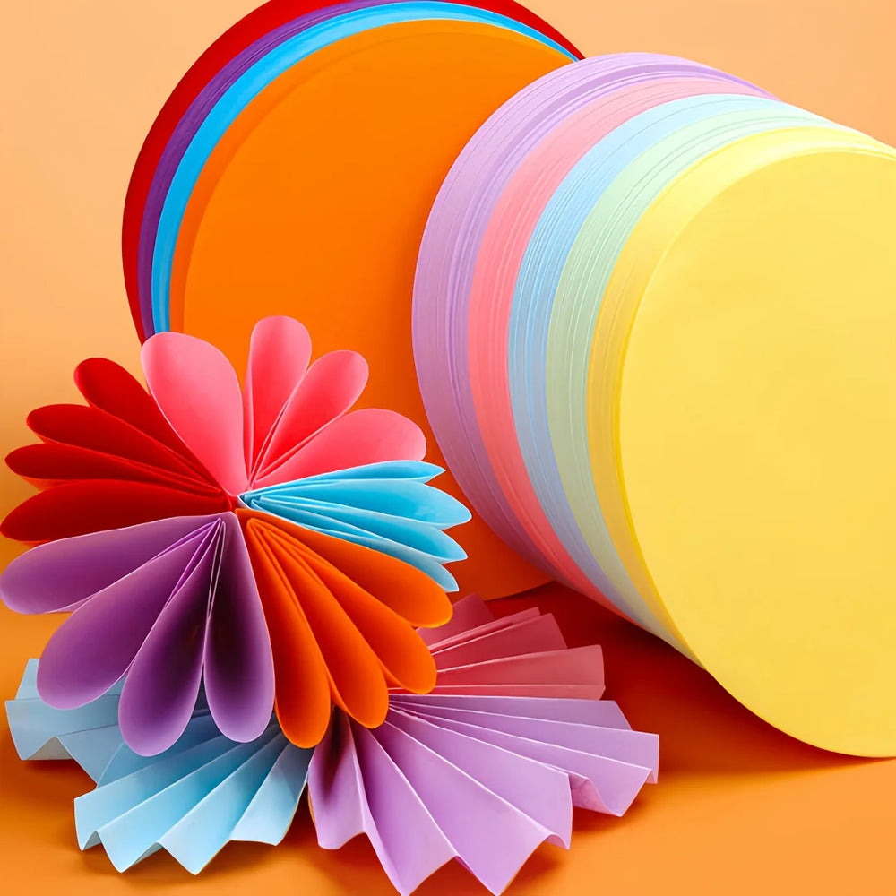 100pcs High-Quality Round Colored Cardboard Sheets - Vibrant Assorted Colors for Ar additional angle