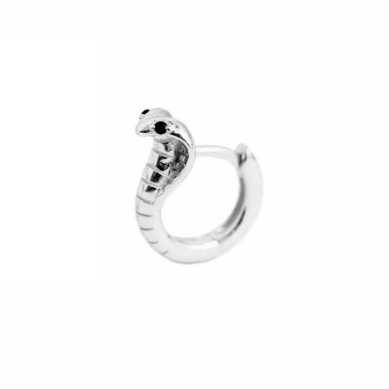 Fashion Punk Gothic Copper Zircon Green Eye Snake Earrings For Men Women Hip Hop Personality Cool Cobras Hoop Earrings Jewelry