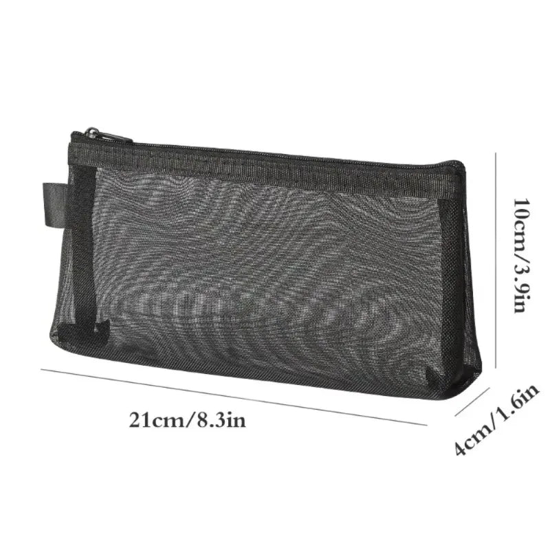Clear Mesh Pencil Case Portable Stereoscopic Zipper Pouch Pen Box for Students additional angle
