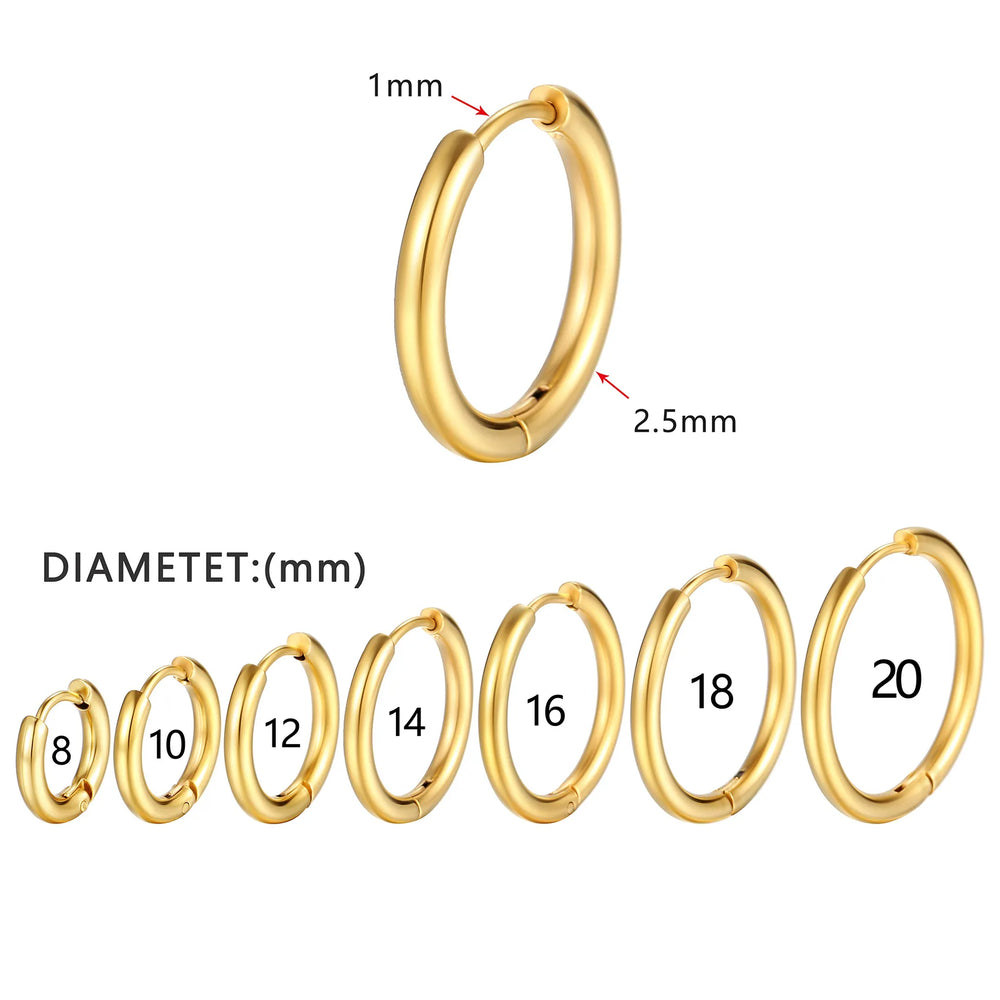 2022 New Simple Stainless Steel Small Hoop Earrings for Women Men Cartilage Ear Pierci close-up view