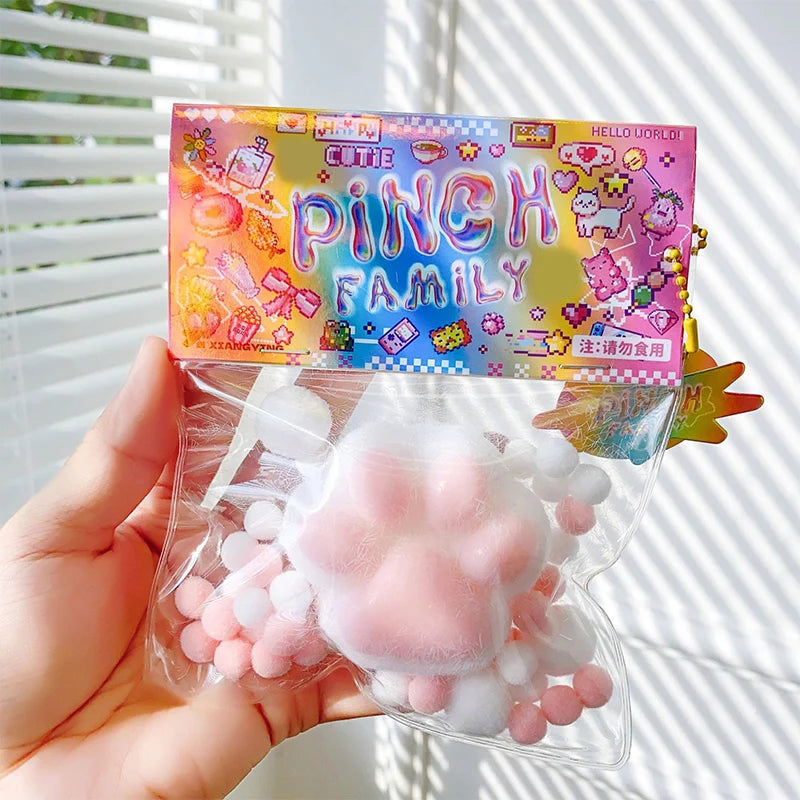 Handmade Flocking Cat's Paw Stress Relief Squishy Toy | Mochi Slow Rebound Fidget Toy alternate view