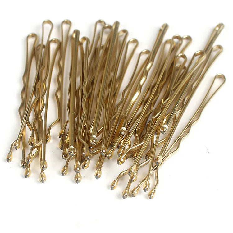50Pcs Gold Hairpins for Women Hair Clip Lady Bobby Pins Black Invisible Wave Hairgrip Ba detail view