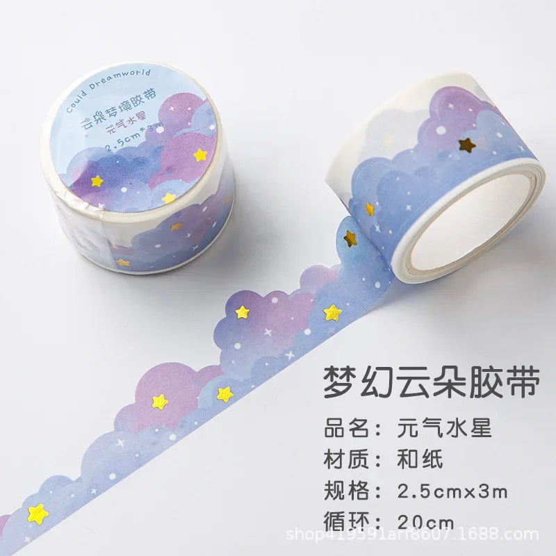 Kawaii Gradient Clouds Washi Tapes | DIY Scrapbooking and Journaling Stickers detail view