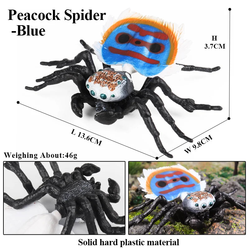 Oenux Insect Animals Model Spider Web Scorpion Bat Action Figures Figurine Miniature Cute Educational Kid Toy Halloween Gift