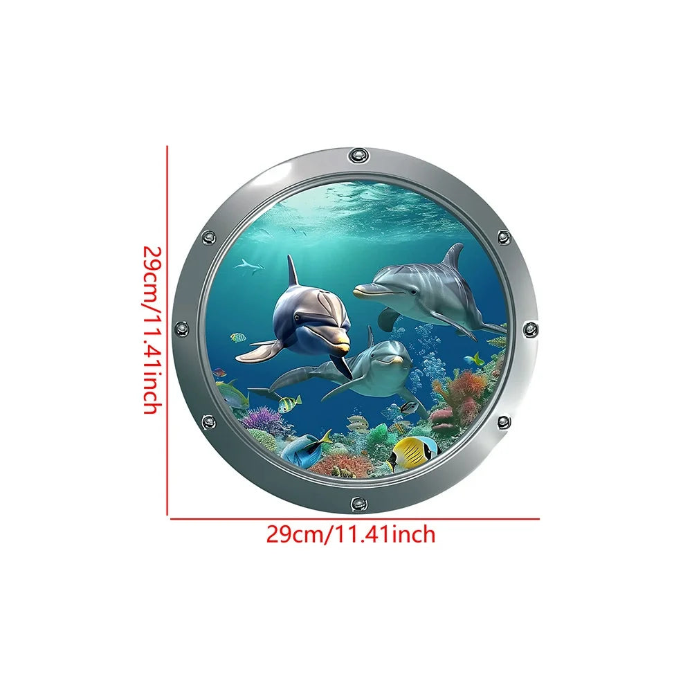 Classic 3D Sea World Dolphin Toilet Stickers | Self-Adhesive Waterproof Decor lifestyle view