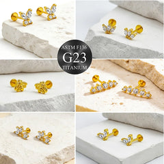 EVISPOL ASTM F136 G23 Titanium Tiny CZ Labret Lip Stud Earring for Women 16G Heart Carti detail view