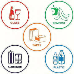 Recycling Sorting Sticker Set | Aluminum Plastic Glass Compost Bin Decals
