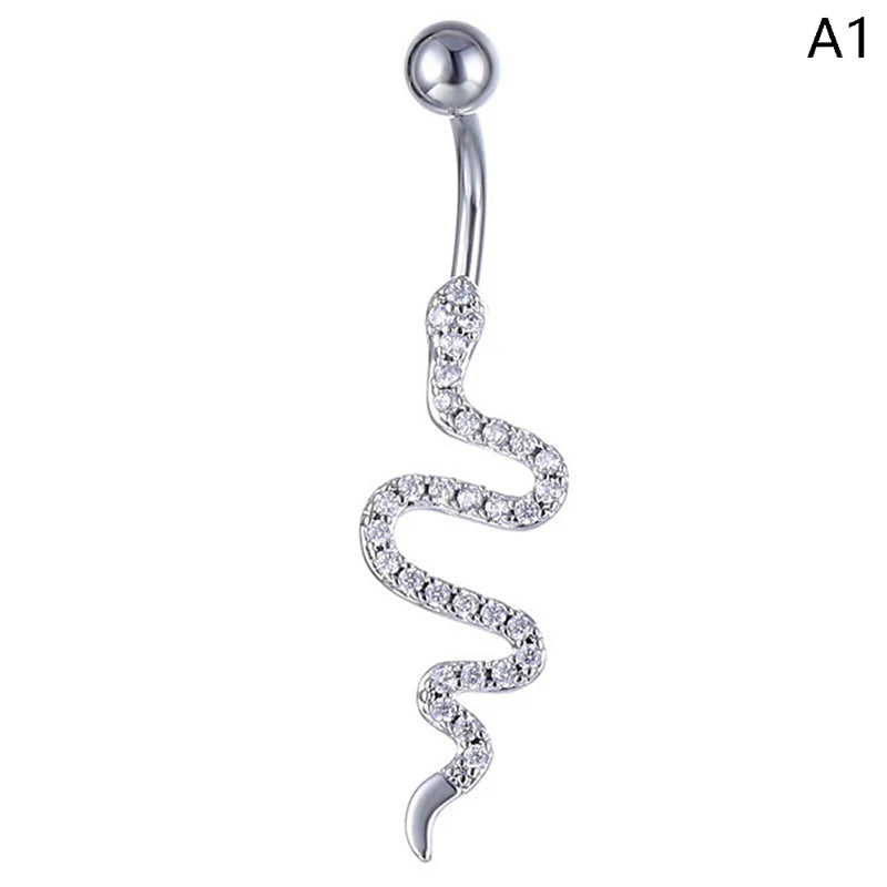 Crystal Belly Button Ring Animal Shape Belly Piercing Stainless Steel Navel Curved additional angle