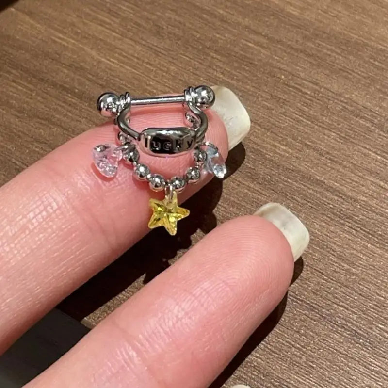 New Fashion Shiny Zircon Cross Ear Stud Women Ear Bone Nail Body Piercing Jewelry lifestyle view