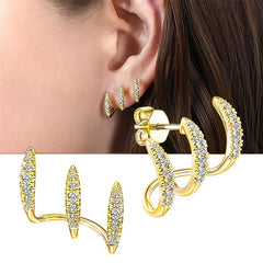 Exquisite Silver Color Claw Stud Earrings with Crystal Modern Versatile Fashion Women's detail view