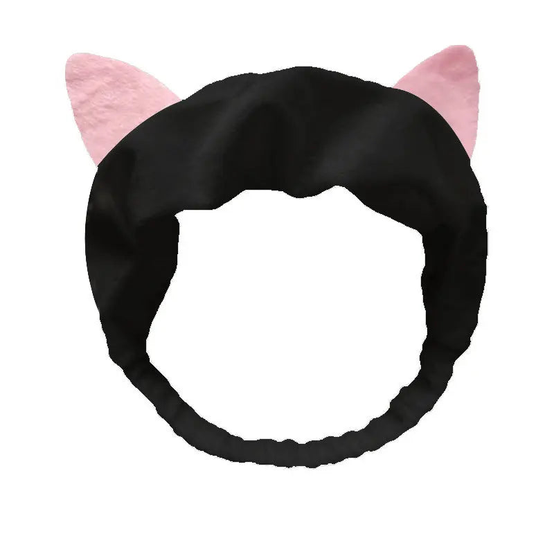 Cute Red Horns Elastic Hairbands for Women Wash Face Sport Soft Plush Rabbit Ears Hea lifestyle view