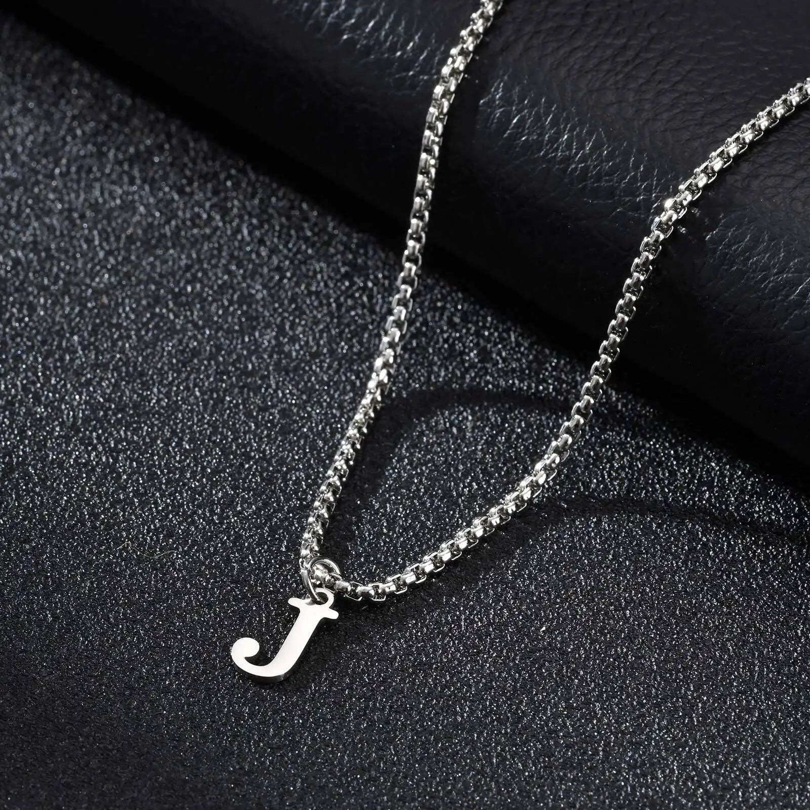 Minimal A-Z Initial Necklace for Men | Stainless Steel Letter Pendant additional angle