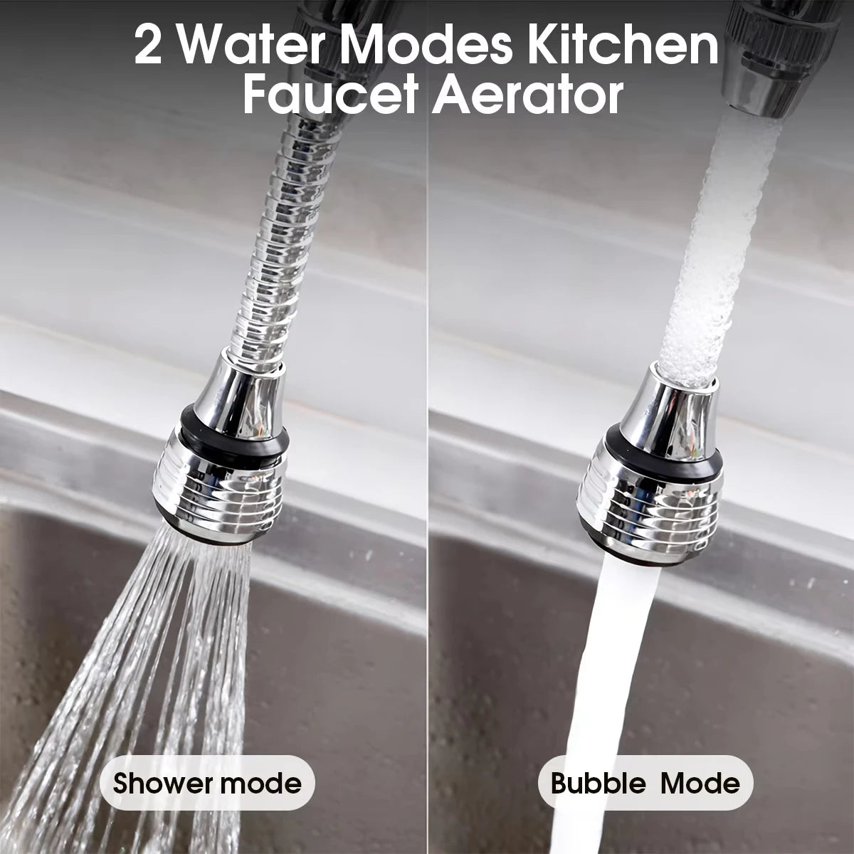 2 Modes Sink Faucet 360 Degree Rotation Filter Extension Tube Shower Water Saving Tap Universal Kitchen Gadgets Accessories