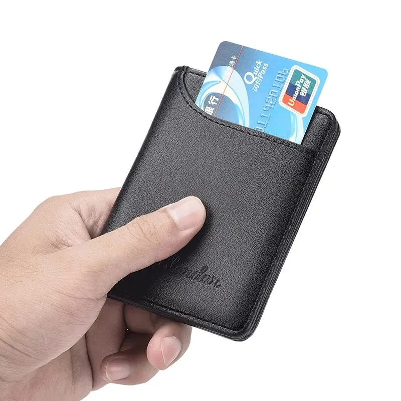 Ultra Thin Men's Wallet | Vertical Small Card Holder close-up view