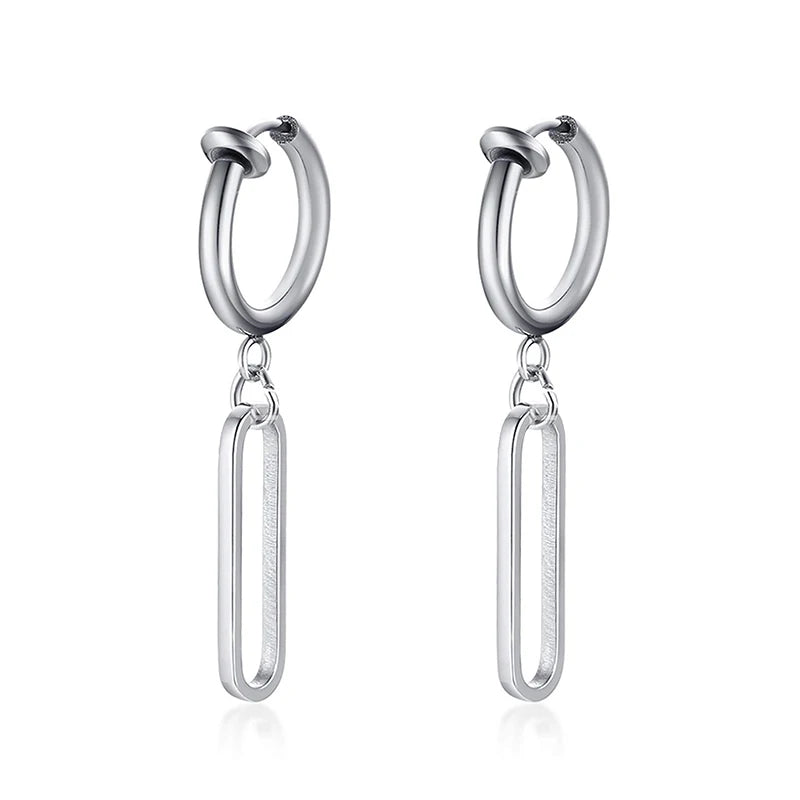 Vintage Razor Hollow Drop Earrings | Stainless Steel Punk Dangle Earrings for Men and alternate view
