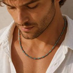 Synthetic Turquoise Necklace for Men | Natural Stone Mini Beads Summer Beach Bohemian alternate view