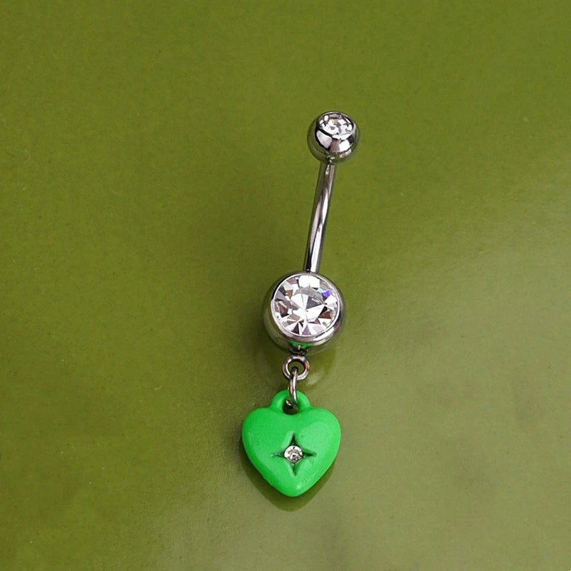 Sweet Dinosaur Navel Ring Zircon Heart Strawberry Belly Button Ring For Women Body Pierc detail view