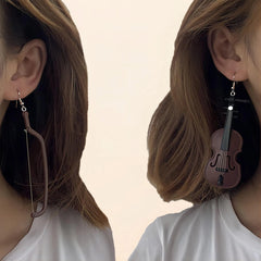 Violin Drop Earrings | Creative Music Jewelry for Women close-up view