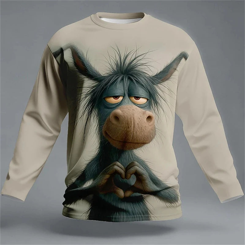 2026 Fun 3D Animal Print Men's T-Shirt Hip-Hop Streetwear Spring Oversized Fashion Crew detail view