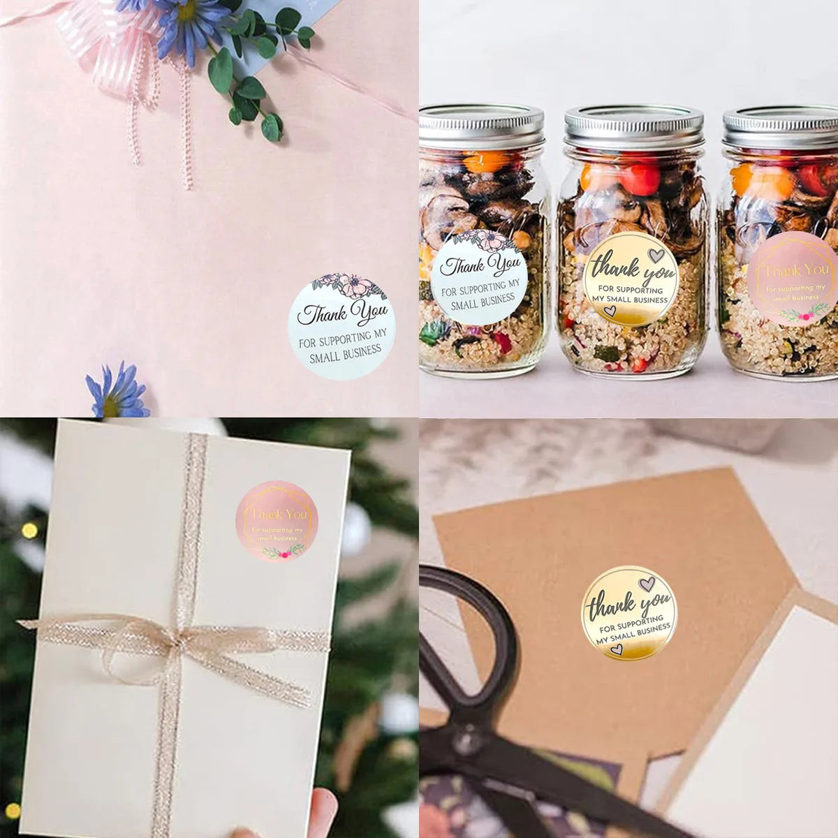 500pcs Thank You Stickers for Small Business | Floral Gift Packaging Seal Labels lifestyle view