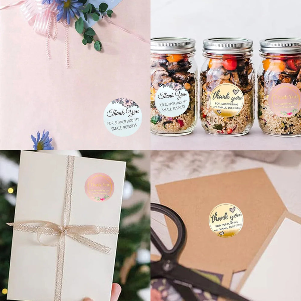 500pcs Thank You Stickers for Small Business | Floral Gift Packaging Seal Labels lifestyle view