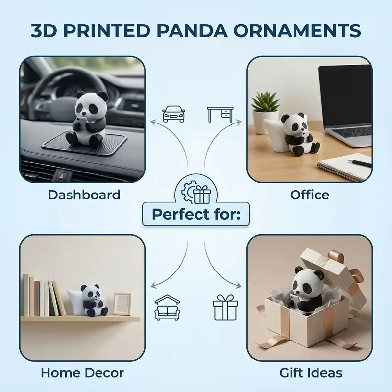 Panda Sculpture Ornament, Desktop Office Decoration, Car Decor, Creative Animal Mod additional angle