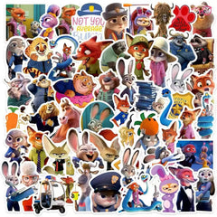 50pcs Disney Cartoon Movie Zootopia2 Stickers Cute Anime Graffiti Decals for Kids Toy close-up view