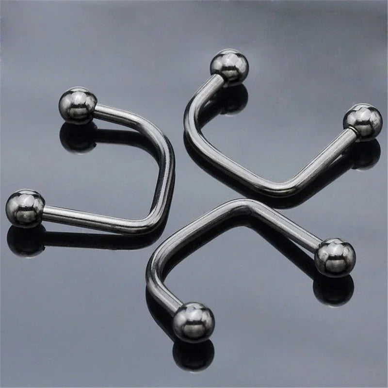 1pc Stainless Steel U-Shaped Double Lip Nail Spherical Cone Lip Piercing Fashion Jewe lifestyle view
