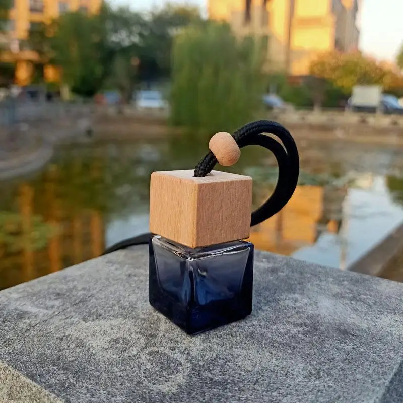 Square Glass Car Essential Oil Diffuser Pendant close-up view