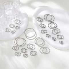1Pair Round Circle Small Hoop Earrings for Women Men, Gold Plated Stainless Steel Lar alternate view
