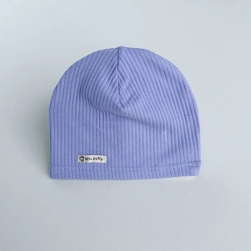 Soft Knit Baby Beanie | Breathable Cotton Candy Color Hat for Toddlers additional angle