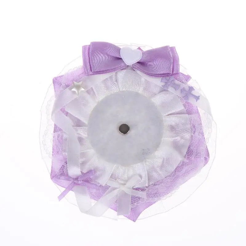 Lolita Badge Display Holder Cute Reusable Handmade Anime Organizer for Ita Bag Rosette close-up view