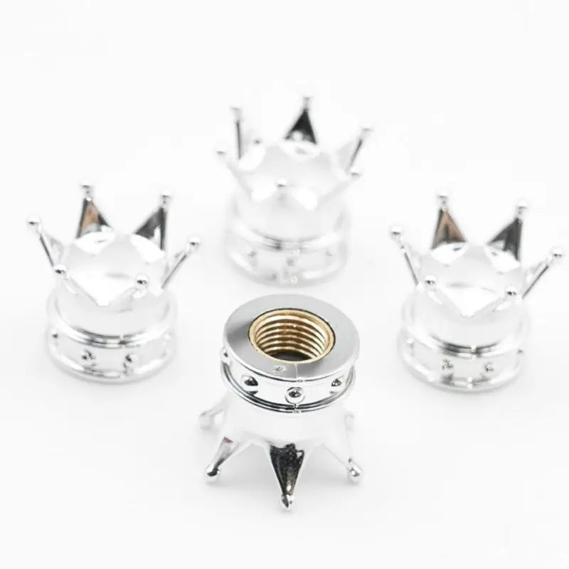 Universal Crown 4 PCS Car Wheel Tire Valve Caps Tyre Rim Stem Covers Airdust For Car A close-up view