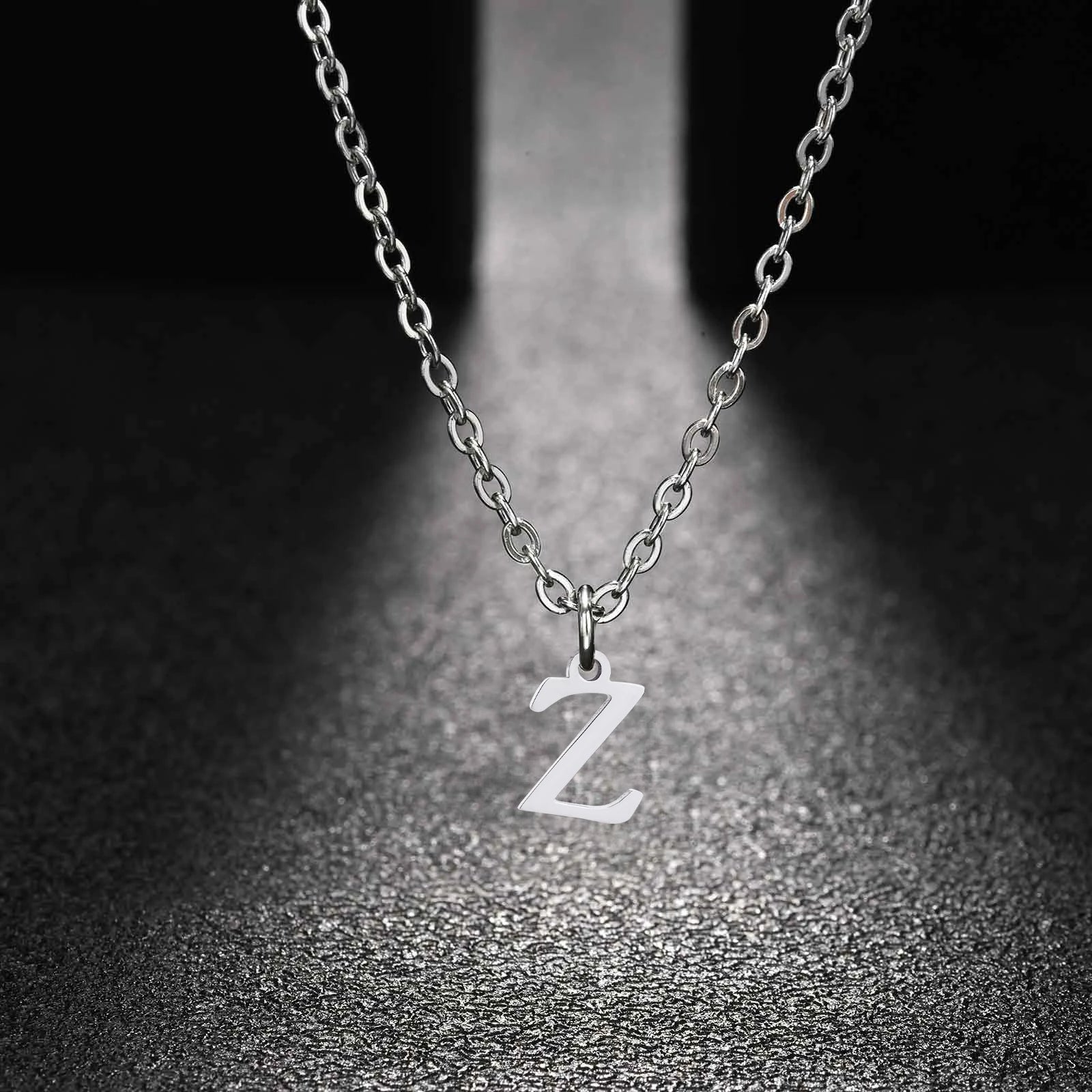 26 Letters A-Z Initial Pendant Necklaces for Women,Alphabet Pendant Rolo Chain Neck additional angle
