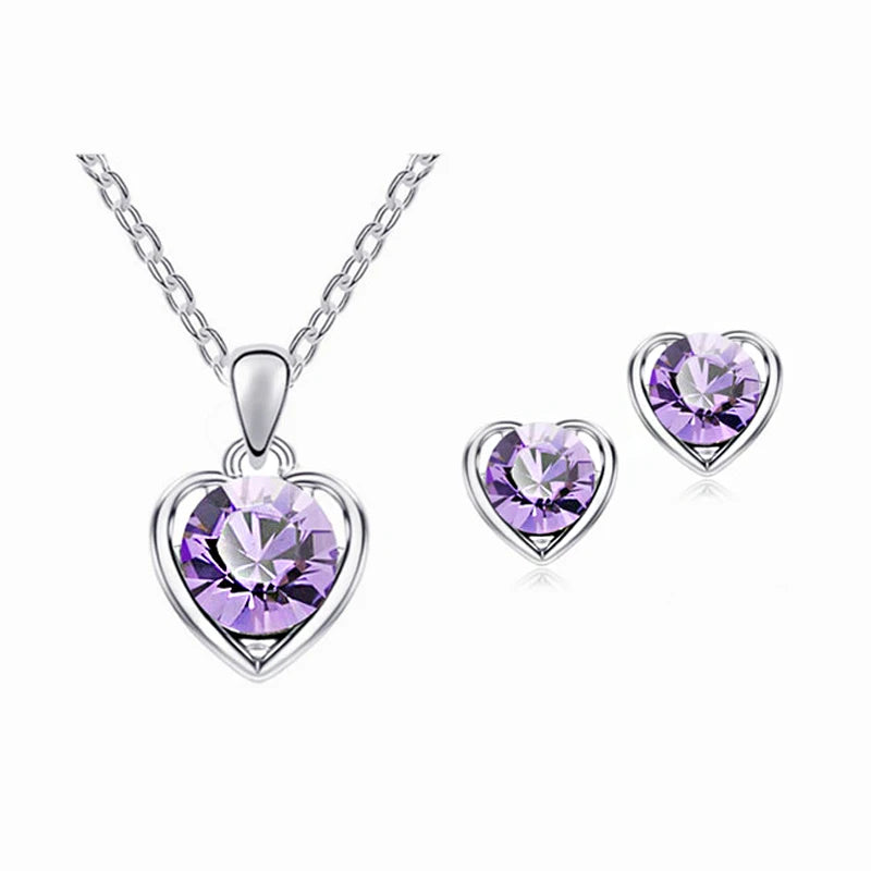 Fashion Silver Color Necklace Earrings Cubic Zirconia Jewelry Sets Elegant Crystal Zir close-up view