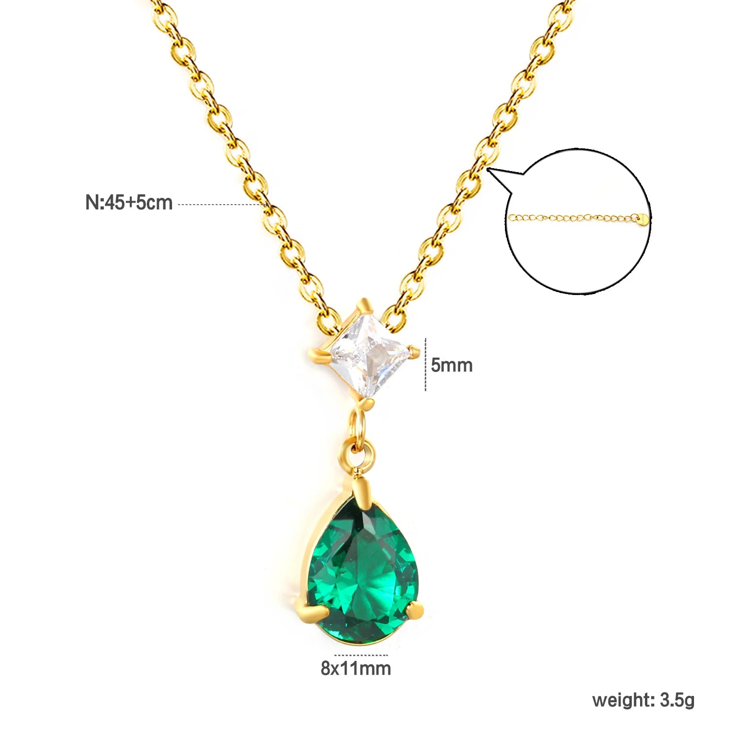 Waterdrop Pendant Necklace | Minimalist Stainless Steel Teardrop Jewelry for Women close-up view