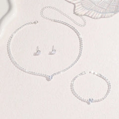 Ladies' Fashion, Heart-Shaped Crystal Zircon Earrings, Necklace Set, Bride'S Wedding Dre detail view