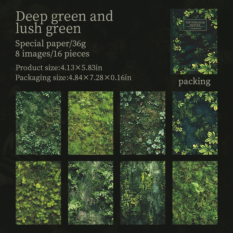 16 Sheets Nature Green Moss Theme Specialty Paper | Scrapbooking and Card Making Pape alternate view