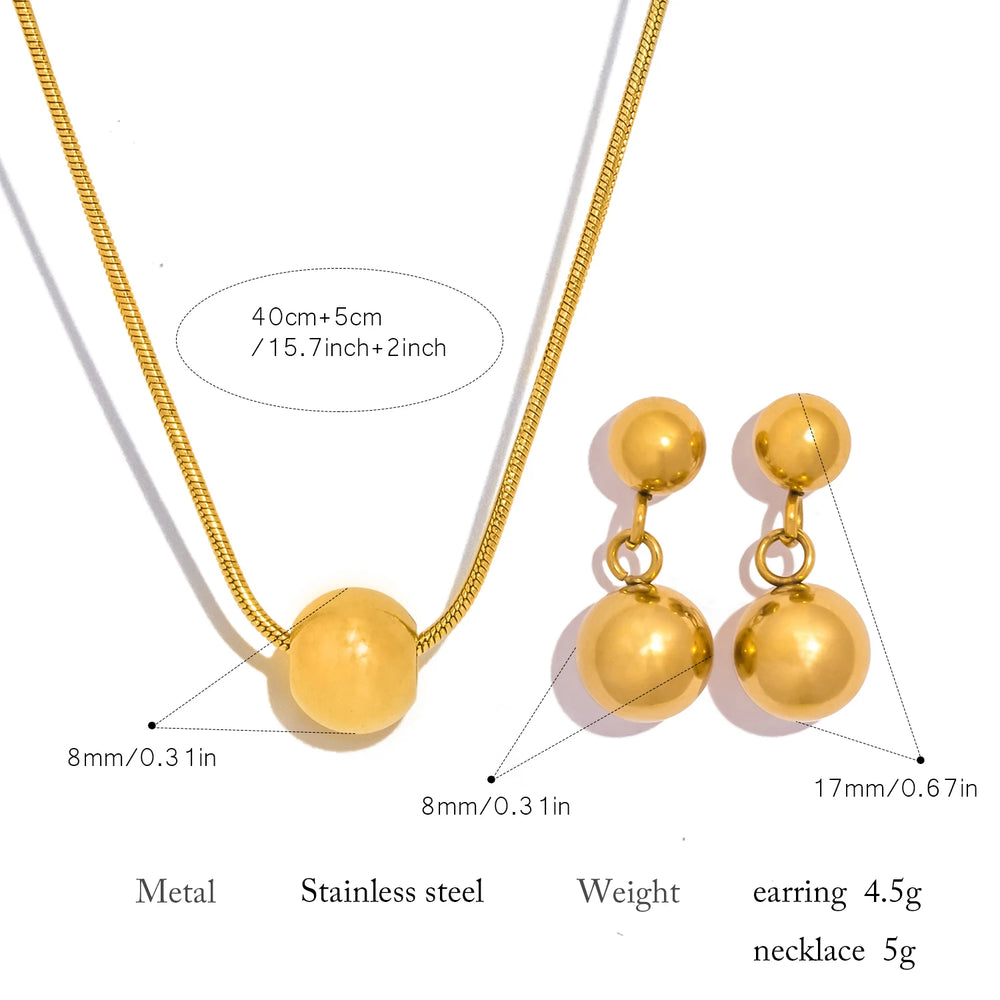 Minimalist Round Bead Necklace | Stainless Steel Handmade Chain for Women additional angle