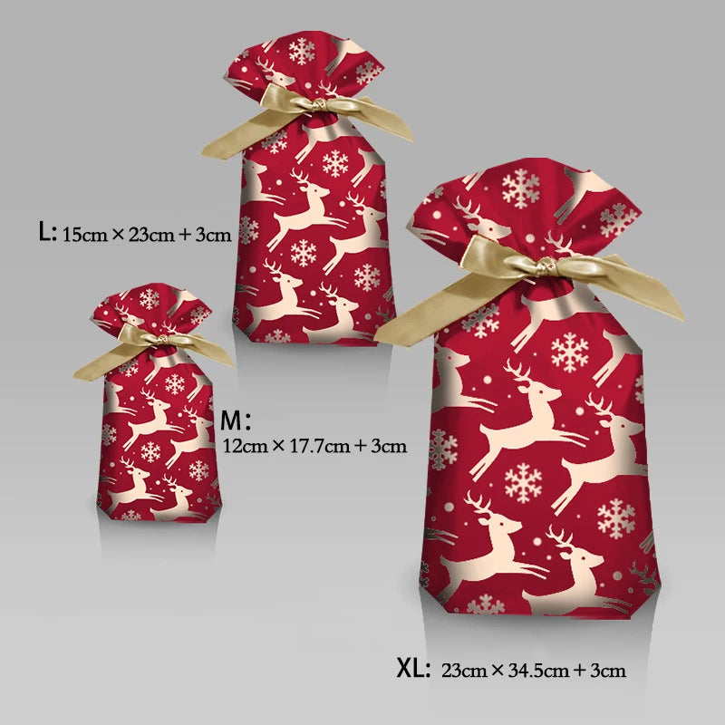 Merry Christmas Candy Bag Santa Gift Bag Snowflake Drawstring Bag Christmas for 2022 detail view
