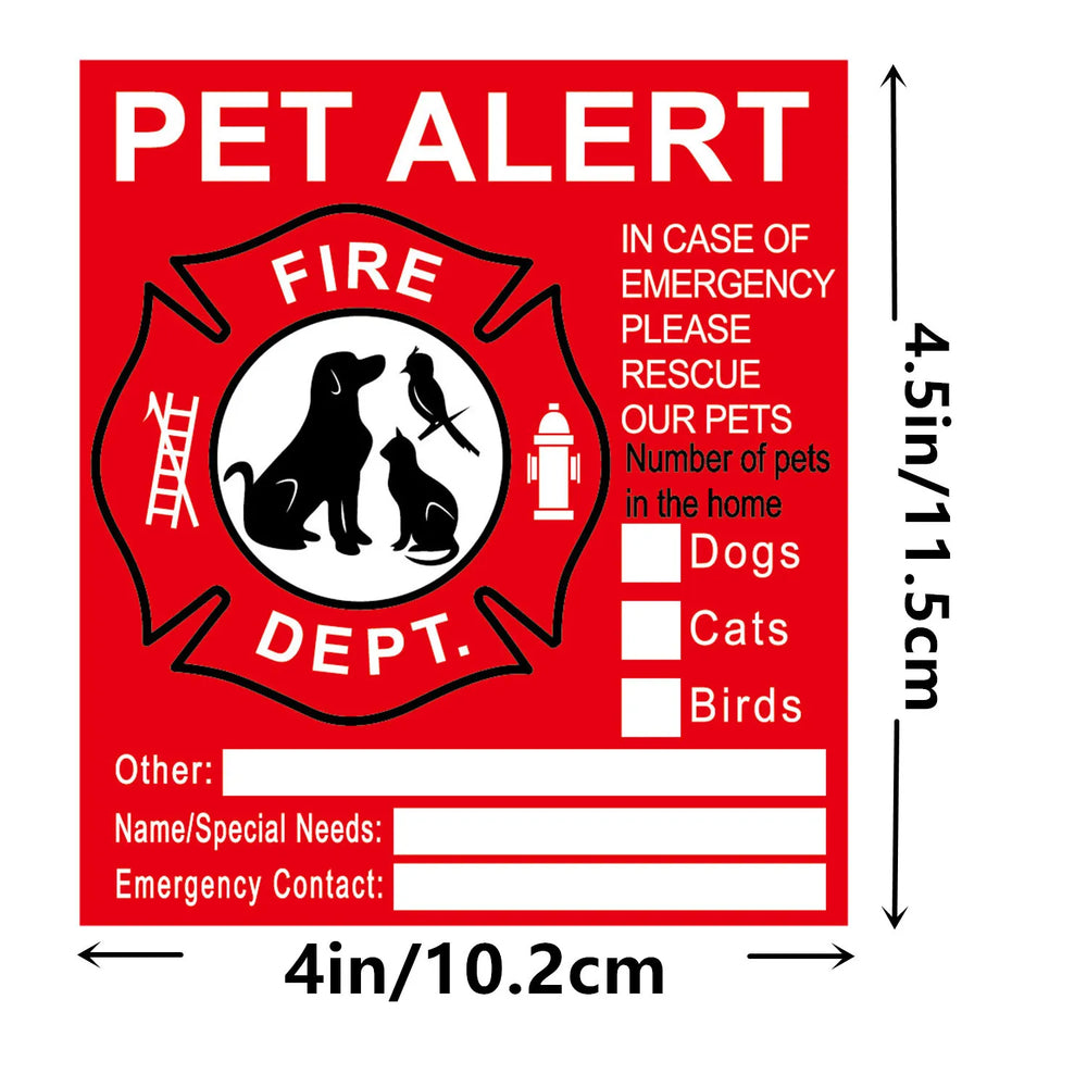 Pet Alert Safety Stickers for Fire Rescue | Emergency Pet Inside Decal for Window or lifestyle view