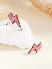 Fashionable women's two-color Lightning Earrings With Shiny Mirror Neon Acrylic Beach Je detail view