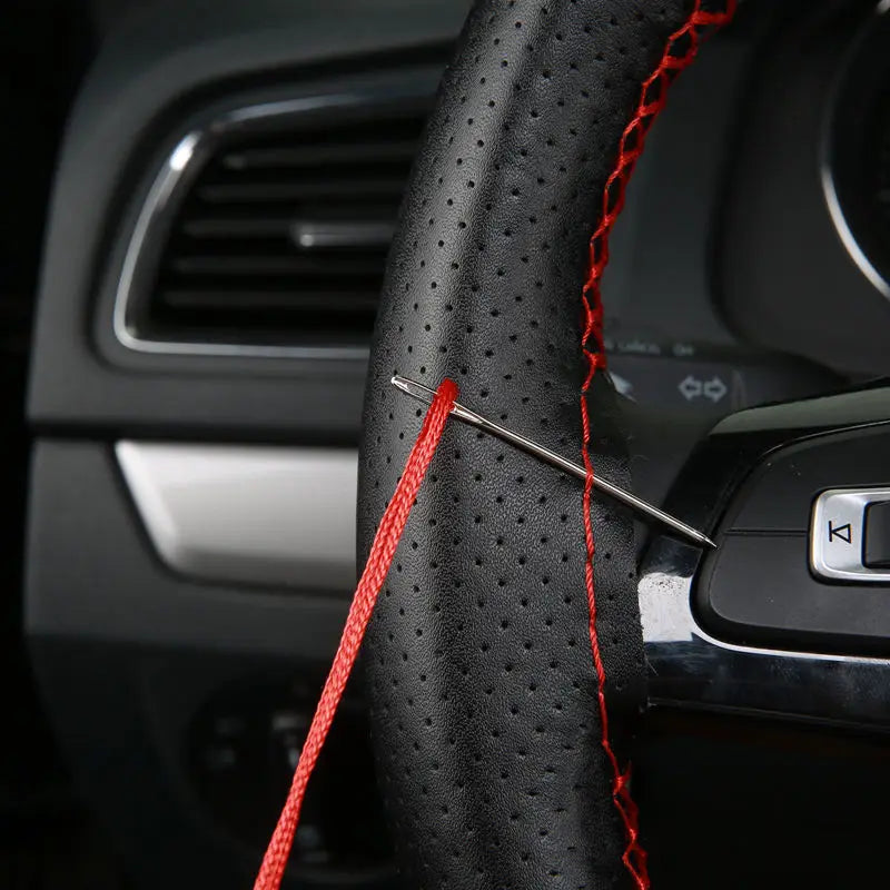 Steering Wheel Cover Faux Leather 38cm DIY Stitching lifestyle view