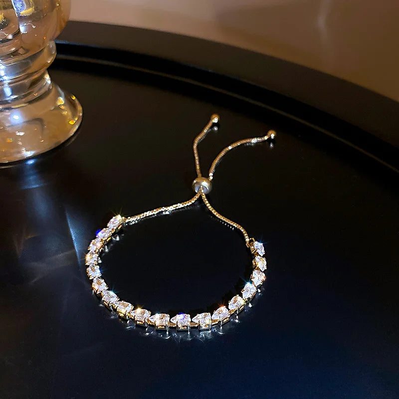 Wave Geometry Adjustable Bracelet Bangle Luxury Fashion Rhinestone Crystal Bracelets Wom detail view