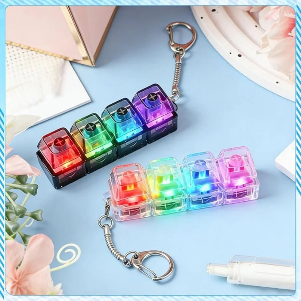 LED Click Keychain | Stress Relief Light Up Keyboard Toy for Anxiety additional angle