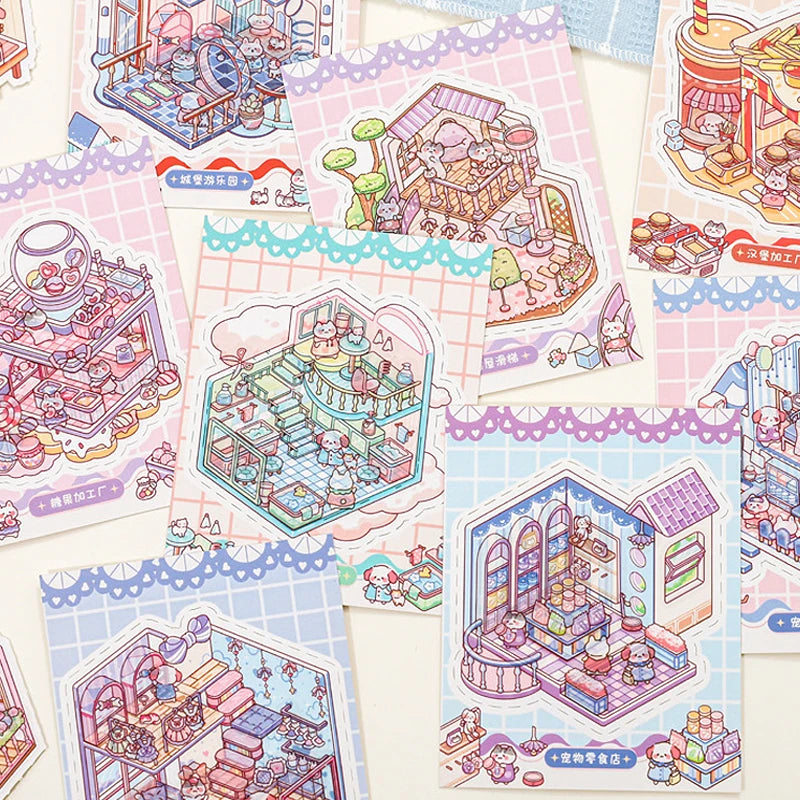 Mr.Paper 24Pcs/Book Zoo Class Goodnight Life Island Series Diorama Sticker Book Cute alternate view