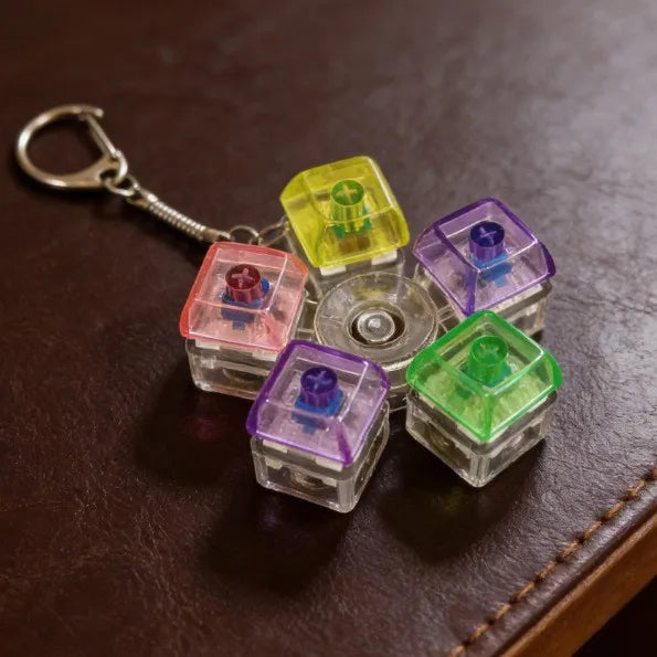 LED Light Keyboard Keychain Fidget Toy Clickable Button Stress Relief Portable Desk additional angle