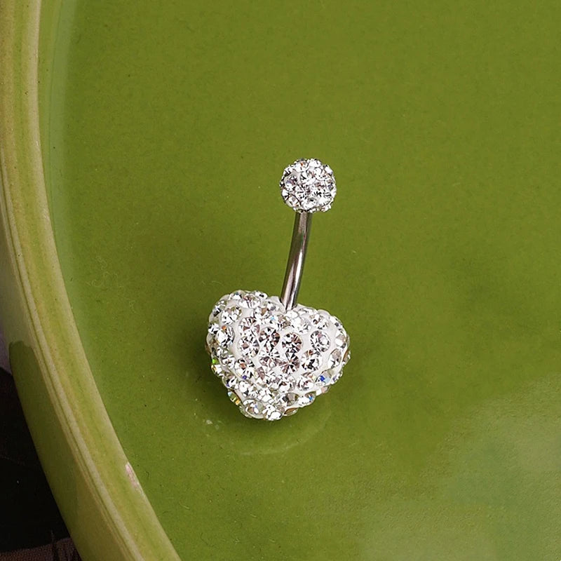 Sweet Dinosaur Navel Ring Zircon Heart Strawberry Belly Button Ring For Women Body Pi lifestyle view