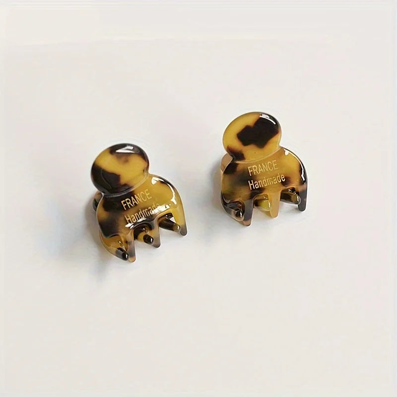 2pcs/set Mini Acetate Hair Claw Side Pins Small Size Shark Clip Sweet Cute Elegant Hairp detail view