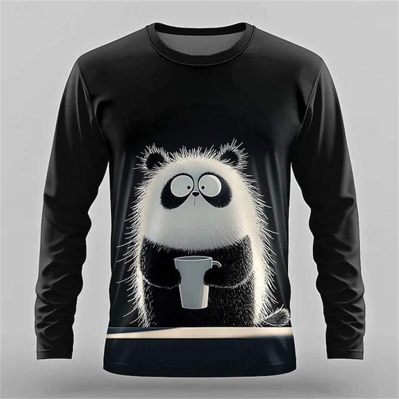 2026 Fun 3D Animal Print Men's T-Shirt Hip-Hop Streetwear Spring Oversized Fashion Cre close-up view